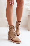 Ocieplane Botki Na Słupku Ze Złotym Detalem Beżowe Ivarisse