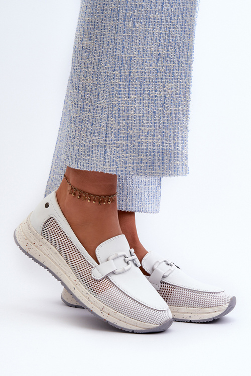 Damskie Skórzane Mokasyny D&A TW210 Białe