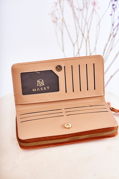 Damski Duży Portfel Z Ozdobą Jasnobrązowy Fabio