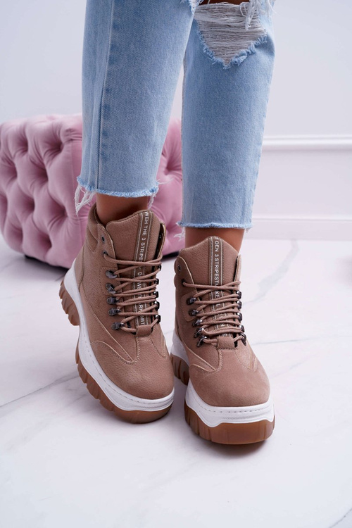 Obuwie Trekkingowe Damskie Trapery Beżowe Greem