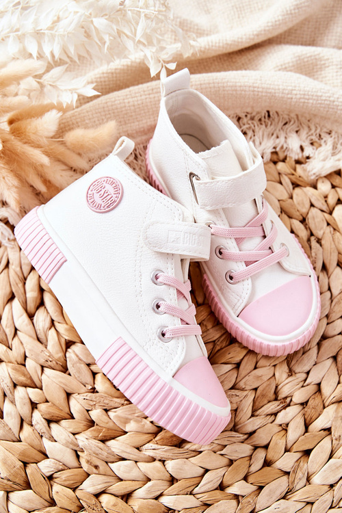 Dziecięce Wysokie Trampki Na Rzepy BIG STAR II374014 Białe