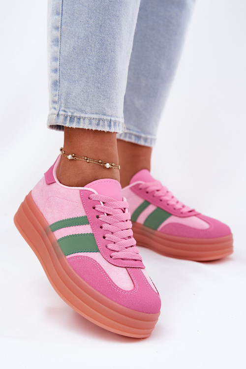 Niskie Sneakersy Na Platformie Różowe Ovivene