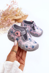 Buty Papcie Błyszczące Befado 110P474 Szaro-Różowe
