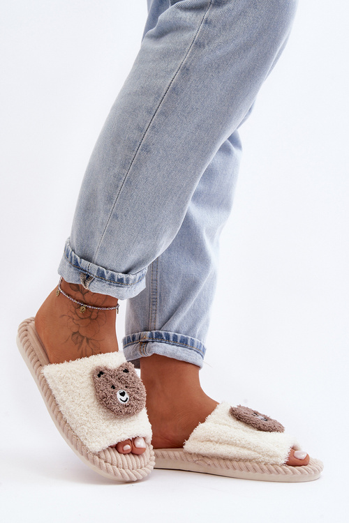 Damskie Kapcie Z Misiem Beżowe Lavetire