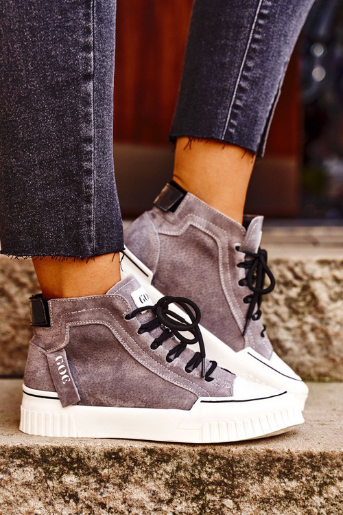 Damskie Sportowe Skórzane Obuwie GOE Szare GG2N3079