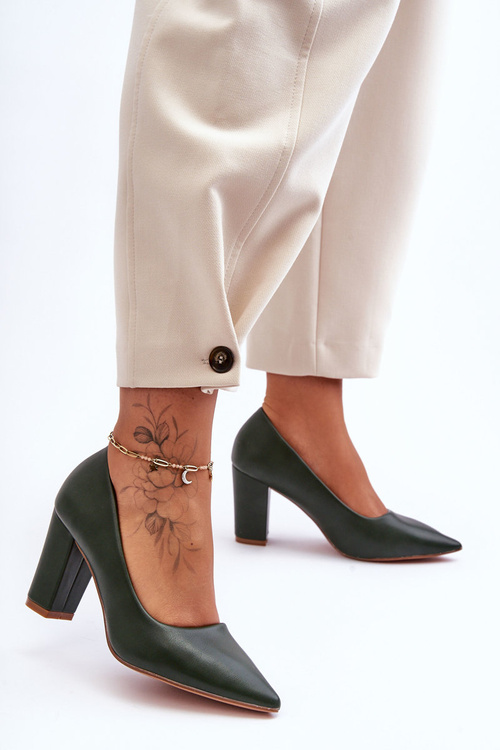 Klasyczne Czółenka Na Słupku Ciemnozielone Odessa