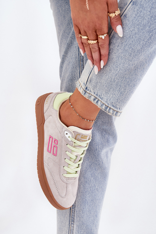 Zamszowe Buty Sportowe Sneakersy Damskie D.Franklin DFSH387005 Zgaszona Biel