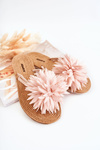Damskie Klapki Japonki Z Materiałową Ozdobą Jasnoróżowe Eviana
