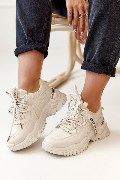 Damskie Sneakersy Na Masywnej Podeszwie Beżowe Chunky