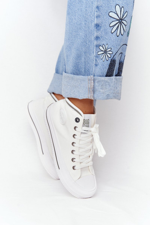 Damskie Wysokie Trampki Big Star HH274149 Białe