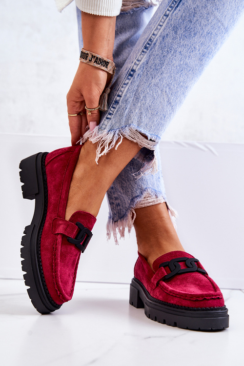 Zamszowe Półbuty Loafery Z Ozdobą La.Fi 210031FU-SU Fuksja