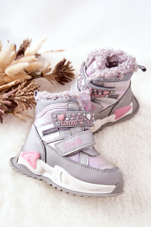 Dziecięce Ocieplane Śniegowce Srebrno-Różowe Chilly