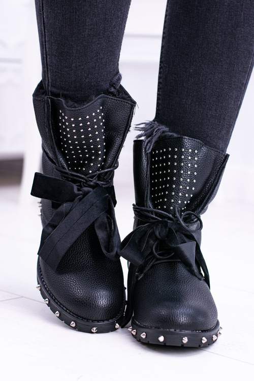 Damskie Botki Ocieplane Z Kolcami i Dżetami Neso