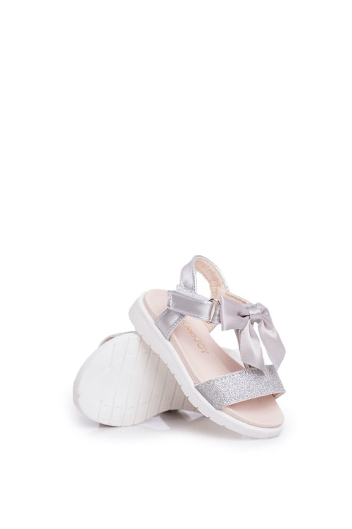 Dziecięce Sandałki Na Rzepy Dla Dziewczynki Srebrne Bella