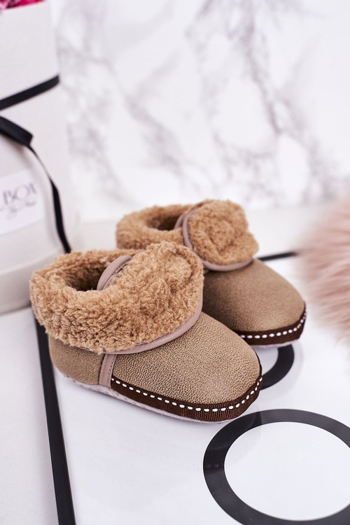 Dziecięce Ocieplane Papcie Z Kożuszkiem Beżowe Cloudlet