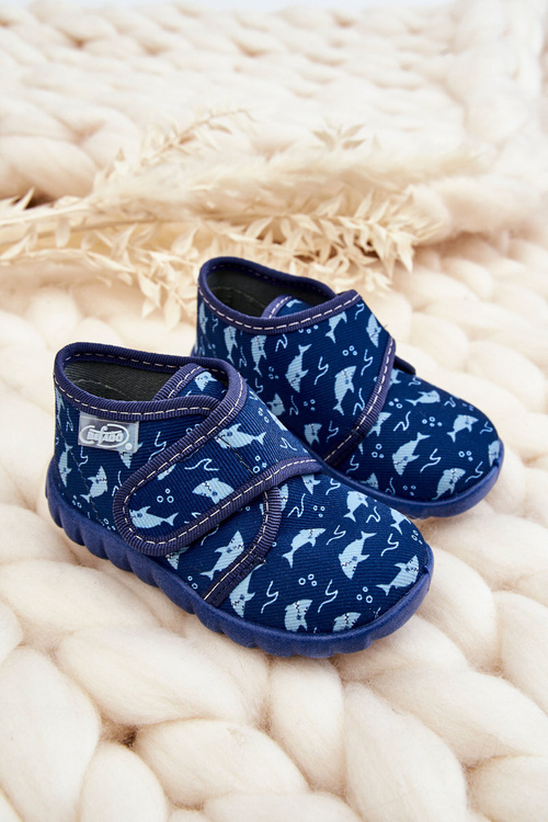 Dziecięce Buty Papcie Befado Rekiny 465P089 Granatowe