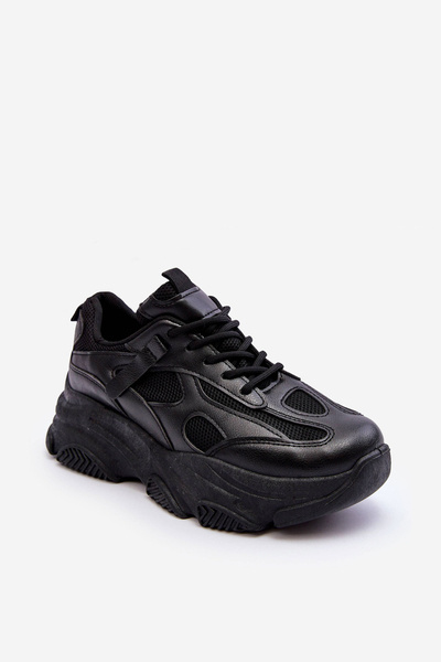Sneakersy Damskie Na Masywnej Platformie Czarne Agnenia