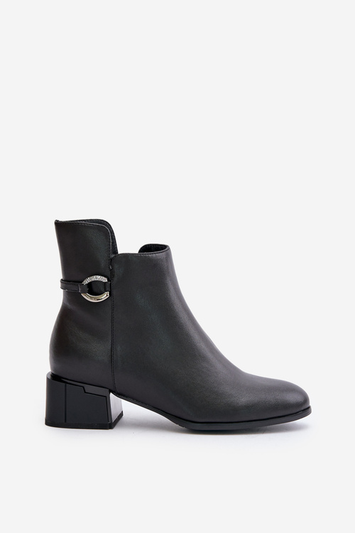 Ocieplane Botki Damskie Na Obcasie Zapinane Na Zamek Czarne Vinceza 66724