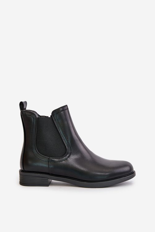 Ocieplane Płaskie Botki Sztyblety Na Zamek Czarne Tinra