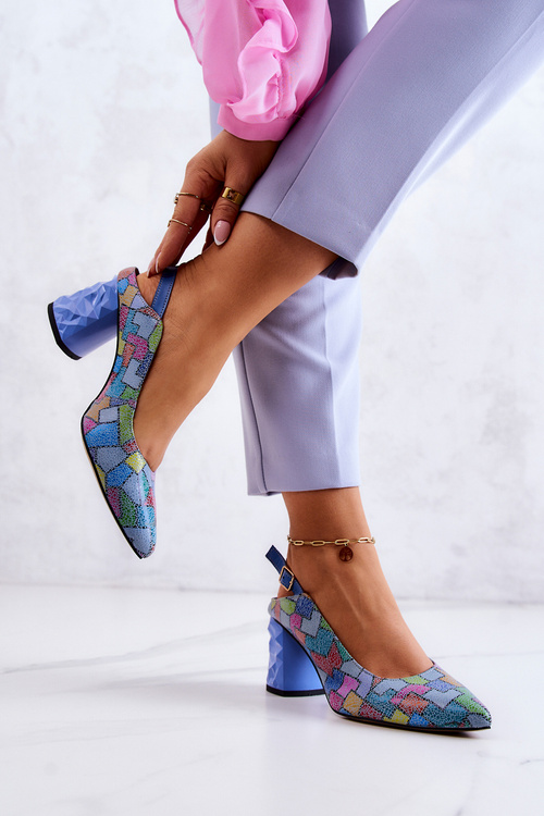 Skórzane Czółenka Na Słupku Maciejka 05427-06 Multikolor