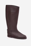 Wysokie Kalosze Damskie Na Płaskim Obcasie Czekoladowe Melianne