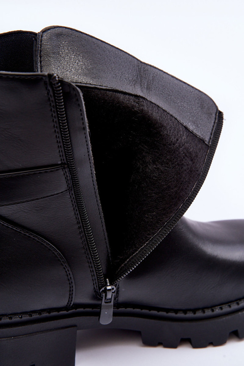 Skórzane Botki Sztyblety Damskie Czarne Elspetia