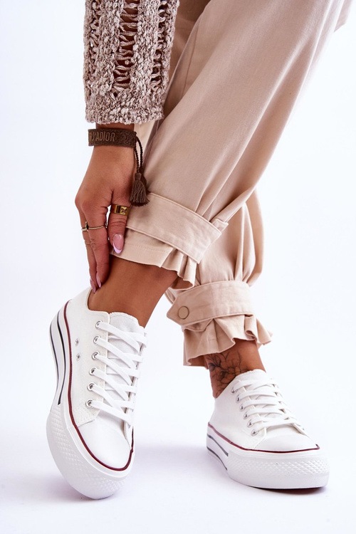 Damskie Trampki Na Masywnej Platformie Białe Ember