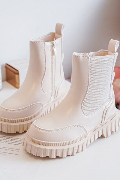 Botki Dziecięce Na Suwak Ocieplane Beżowe Jolynn