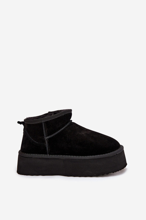 Śniegowce Damskie Z Naturalnego Zamszu Czarne Mairene