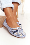 Damskie Skórzane Baleriny Maciejka Niebieskie 01358-45