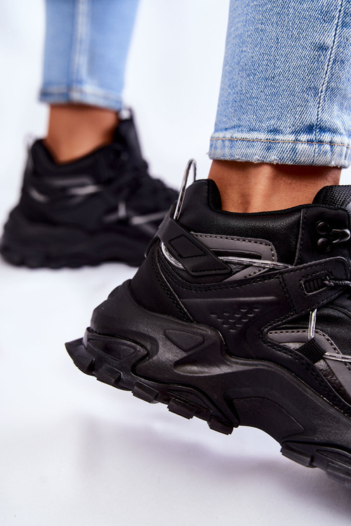 Damskie Buty Sportowe Na Masywnej Platformie Big Star KK274387 Czarne