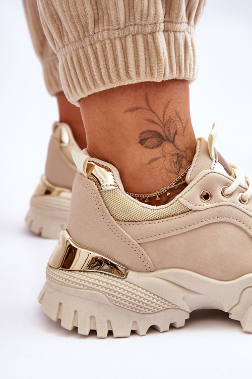 Klasyczne Sportowe Buty Na Platformie Beżowe Need It