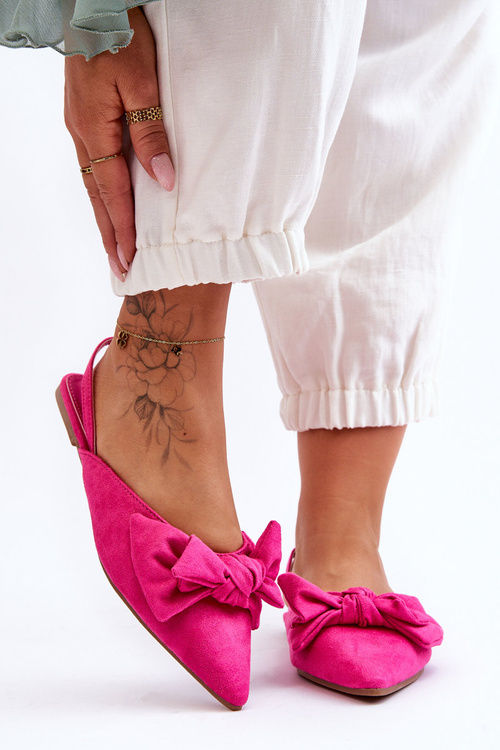 Damskie Wsuwane Baleriny Z Kokardą Fuksja Nadine
