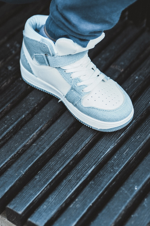 Dziecięce Buty Sportowe Jeansowe Biało-Niebieskie Milara