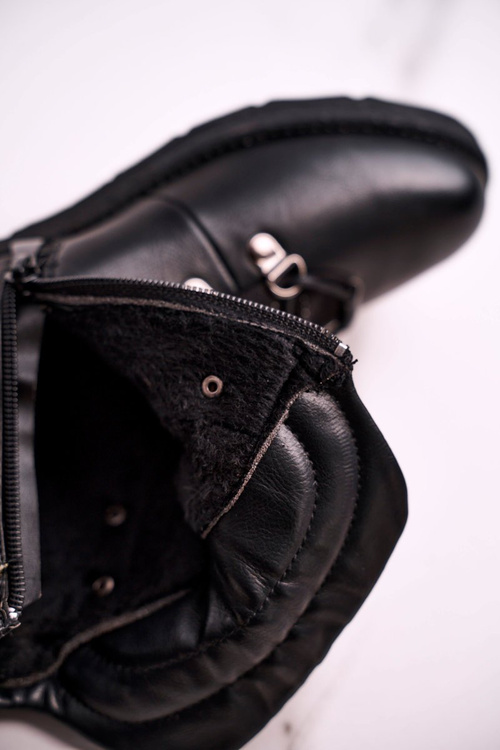 Damskie Ocieplane Botki z Cyrkoniami Czarne Gisele