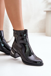 Lakierowane Botki Na Obcasie Ocieplane MR880-093 Czarne