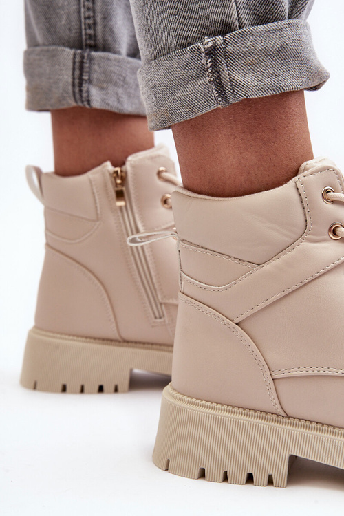 Damskie Trapery Na Suwak Ocieplane Beżowe Gremiva