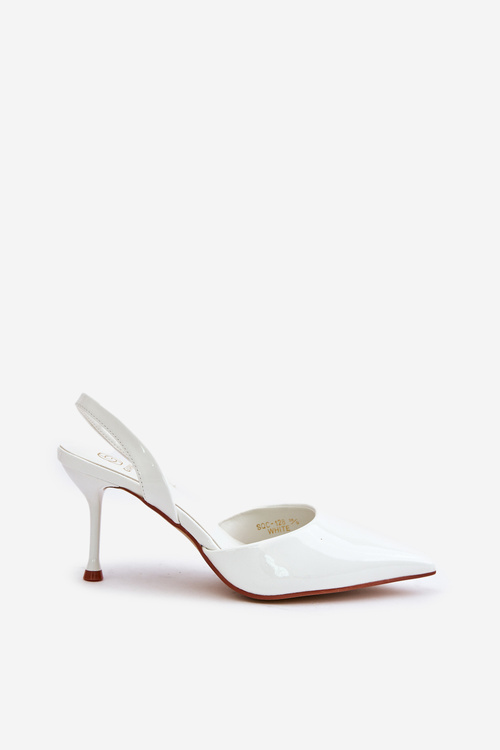 Lakierowane Szpilki Z Odkrytą Piętą Białe Emmizola