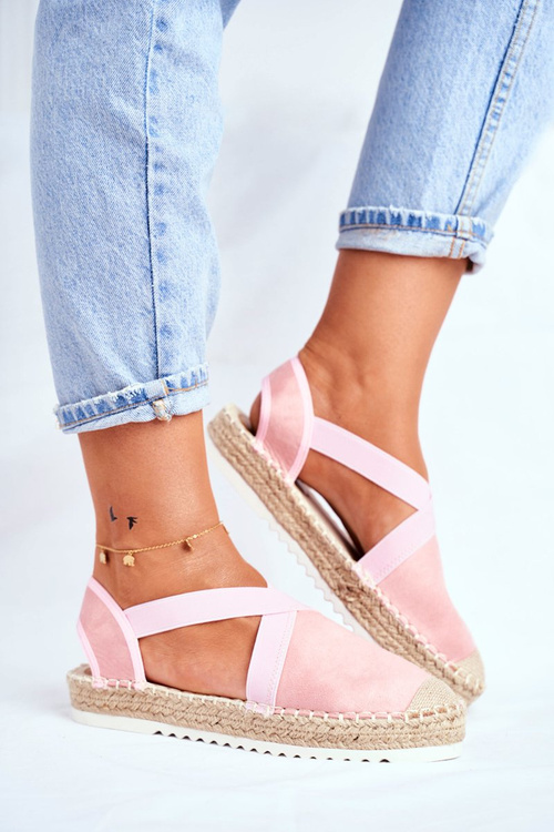 Espadryle Damskie z wycięciem Różowe Motive