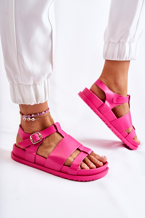 Skórzane Sandały Na Platformie Fuksja Tessy