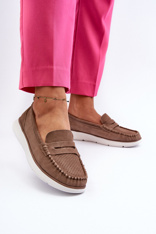 Zamszowe Mokasyny Na Platformie Sergio Leone SP012 Brązowe