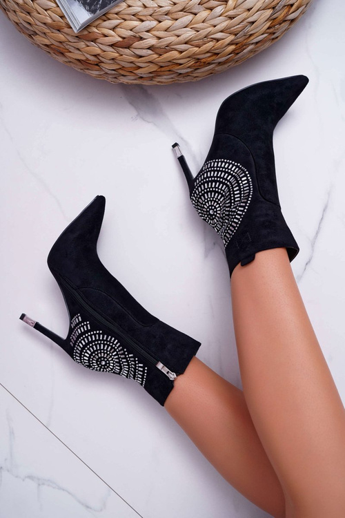 Botki Damskie Na Szpilce Czarne Fashionable