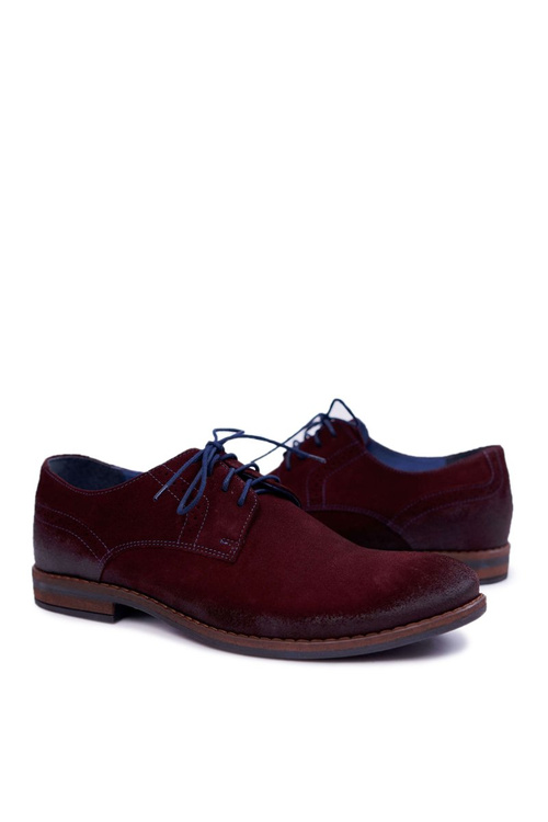 Półbuty Męskie Casual Skórzane Nikopol Bordowe Lajos