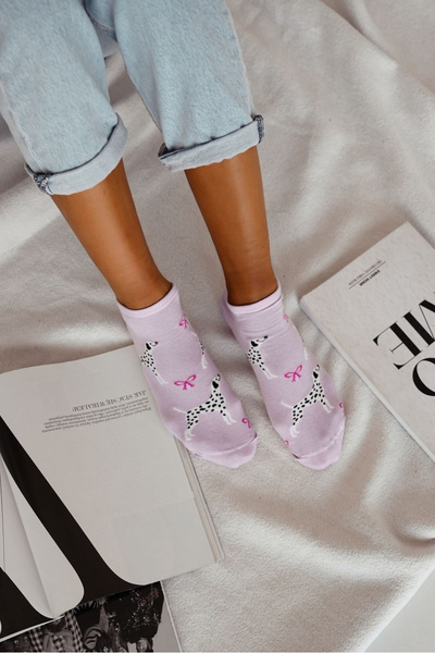 Skarpetki Stopki Damskie Dalmatyńczyk Fioletowe
