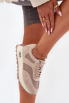 Zamszowe Sneakersy Na Platformie Damskie Big Star RR274897 HI-POLY SYSTEM Beżowe