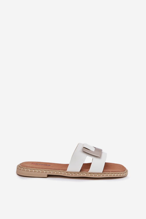 Klapki Damskie Płaskie Z Ozdobnym Detalem Artiker 56C1334 Białe