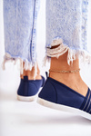 Damskie Tenisówki Materiałowe Slip-On Granatowe Lilis