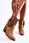 Damskie Zamszowe Botki Lewski Shoes 2808/L Beżowe