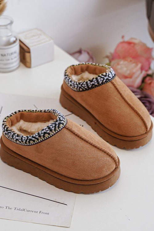 Kapcie Dziecięce Wsuwane Ocieplane Camel Olivane