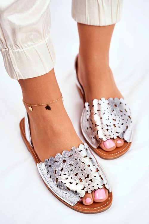 Sandały Damskie Wsuwane Srebrne I Like Summer